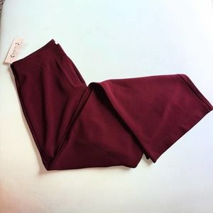 NWT: Burgundy Red Nanette Lepore Wide Leg Crepe Pants (2)